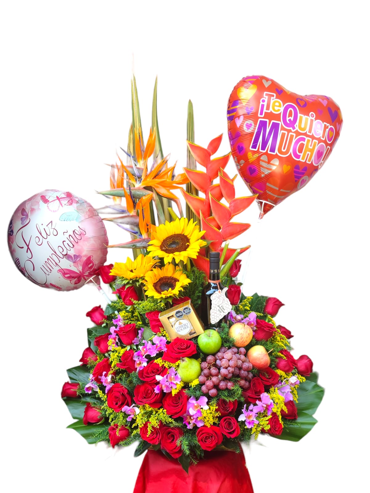 arreglo frutero con vino