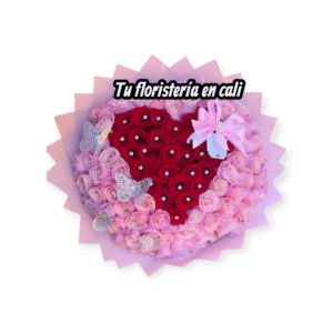 Bouquet en rosas rojas y rosadas 04