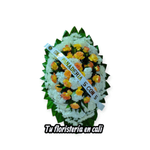 Ramo fúnebre con amarillo grande #10