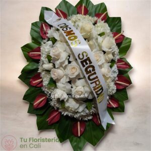 Corona fúnebre de piso con anturios 15