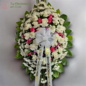 Arreglo fúnebre pedestal rosa fucsia 19