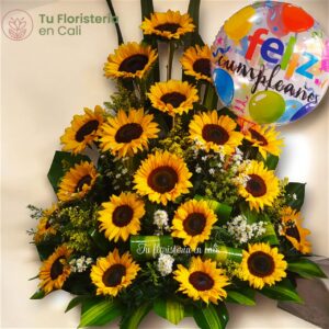 Arreglo pirámide de girasoles 04