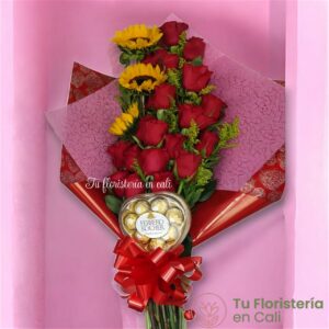 Bouquet cascada rosas rojas 16